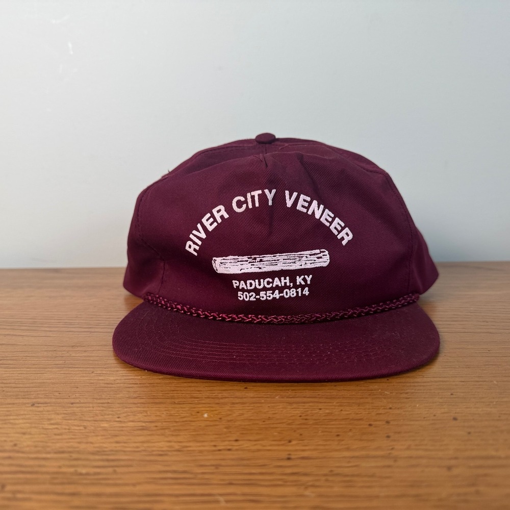 Cameo River City Veneer Paducah KY Maroon Rope‎ Trucker Hat Snapback Cap Vintage